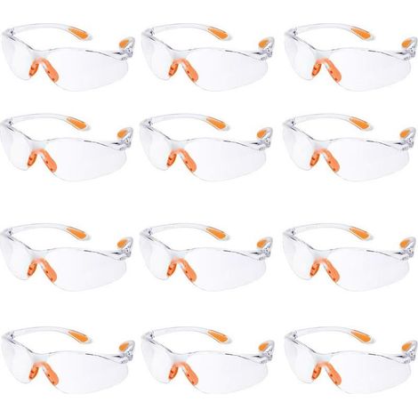 Ugreat – Lot de 12 lunettes de protection – Norme EPI – Verres transparents anti-buée – Protection contre éclaboussures et impacts – Confort ajustable (1/5)