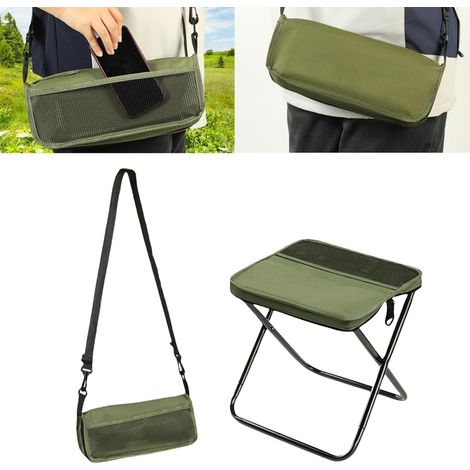 Portable folding backpack stool with carrying strap – Compact and ultralight outdoor stool for camping, hiking, fishing, picnics (green) (1/5)
