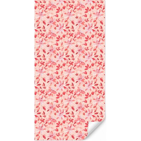 Papier Peint Botanique - Fleurs - Rouge 100x200 cm (1/5)