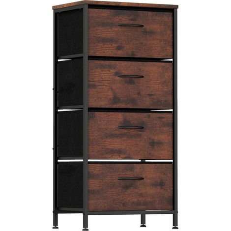 Cassettiera a 4 cassetti set da 1 45 x 30 x 95 cm elegante contenitore maggiore sicurezza stile rustico legno marrone 200018788