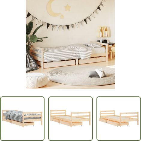 vidaXL Kieferbett - Kinderbett mit Schubladen 80x200 cm Massivholz Kiefer (1/5)