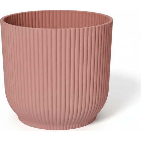 Cache-pot Rond Design Nervuré pour Plantes et Décoration Intérieure Rose 14 cm - PANGIVO (1/5)