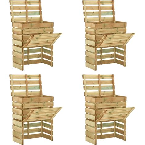 FIMEI Composteur de jardin à lattes 4 pcs 80x50x100 cm Pin imprégné (1/5)