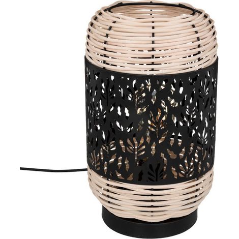 Lampe à Poser Cylindrique "Cosy" 30cm Noir & Beige (1/3)