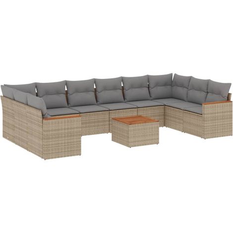 Maison Exclusive - Set de sofás de jardín 11pzas con cojines ratá (1/3)