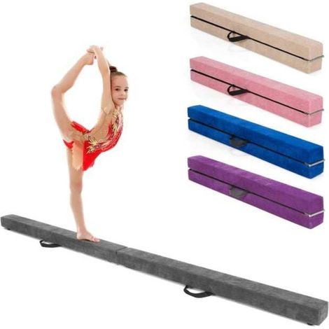 Développer l'Équilibre en Sécurité Poutre de Gymnastique Pliable au Sol Base Bois Mousse EPE et Revêtement Antidérapant Gris (1/5)