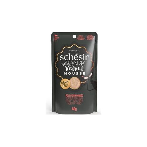 Mousse de poulet et de bœuf Schesir After Dark - Aliment humide complet pour chats - 80 g