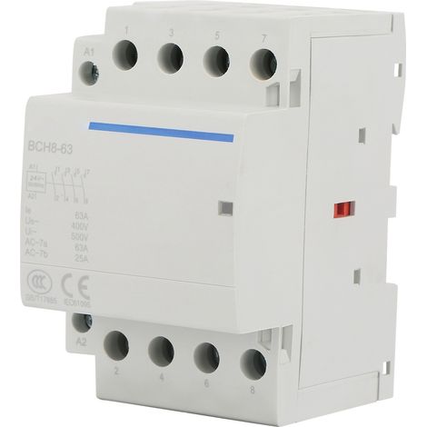 Contacteur Modulaire AC 2NO+2NC 63A 24V/230V 50/60Hz – Contacteur Domestique 4P pour Tableau Électrique, Commande à Distance, Usage Résidentiel (1/5)