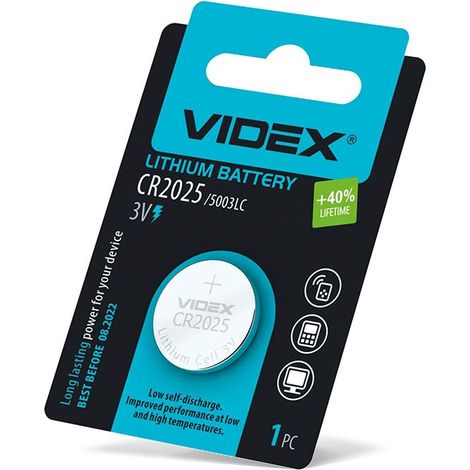 1 unidad. Batería de litio duradera y potente tipo botón grande Videx 5003LC CR2025 3V 160 mAh