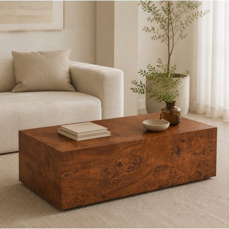 Tavolino da caffè minimalista effetto legno in MDF 90 x 50 x 30 cm noce MODENUIT (1/5)