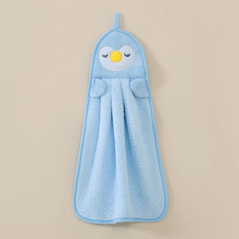Essuie-mains de salle de bain et de cuisine avec boucle de suspension Essuie-mains ronds en fibre de charbon de bois, doux et absorbant Lot de 2 serviettes de dessin animé