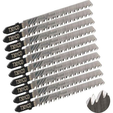 10 pièces lames de scie sauteuse Lame pour la coupe optimisée du bois, du PVC et du plastique, de scie sauteuse emmanchement T.-DOU (1/4)