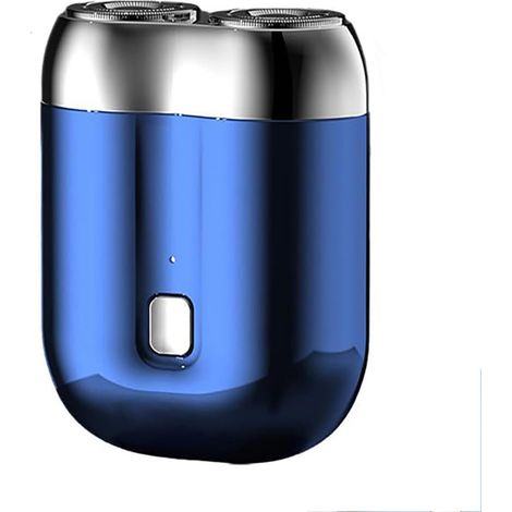 Wiederaufladbarer Mini-Elektrorasierer mit zwei Scherköpfen für Herren (Blau) (1/5)