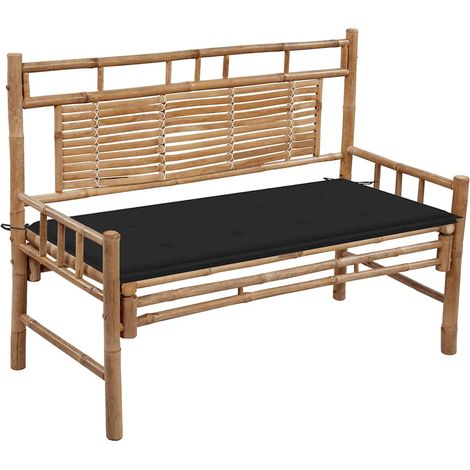 Banc de jardin avec coussin 120 cm Bambou