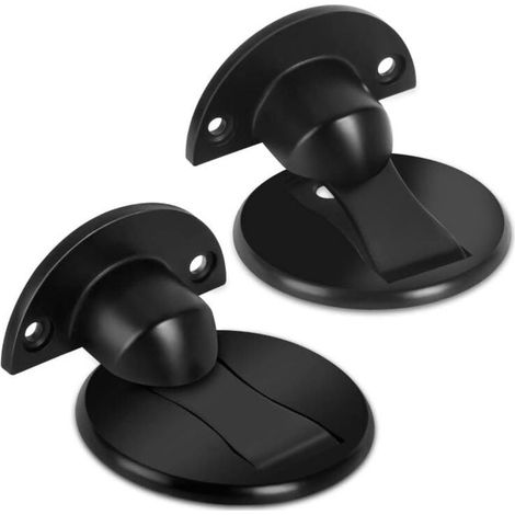 Butée de porte magnétique, butée de porte magnétique autonome, serrure magnétique en acier inoxydable pour cadre de porte, butée de bas de porte, ensemble,noir en deux pièces (1/5)