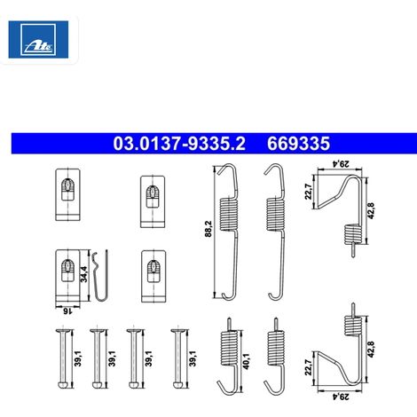 Kit d'accessoires, mâchoires de frein de stationnement ATE 03.0137-9335.2 NISSAN