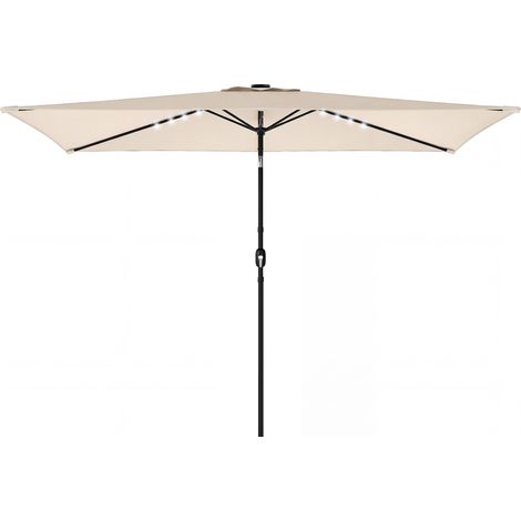 Parasol solaire LED inclinable avec manivelle 300x200 cm blanc crème