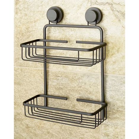 Mensola vasca doccia a muro 2 ripiani grigio metallico (1/2)