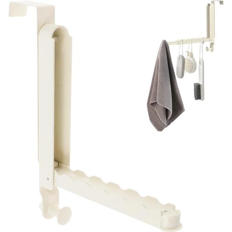 Étendoir à suspendre sur la porte, porte-serviettes rétractable avec 6 crochets ronds pliables pour économiser de l'espace pour salle de bain, cintre pratique pour les petits espaces (1/5)