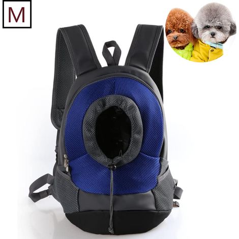 Sac à dos de transport pour chien, sac en filet ajustable pour animaux de compagnie (chiens et chats), bleu, taille M/S (1/5)