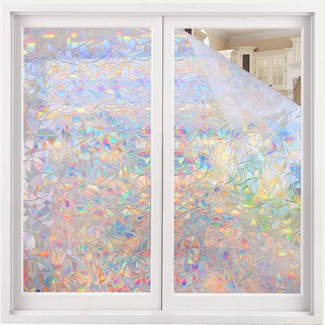 Fensterfolie Selbsthaftend Blickdicht Sichtschutzfolie Fenster 3D Fensterfolie 45 x 100 cm Sichtschutz Glasfolie Statisch Haftend UV-Schutz ohne Kleber Dekofolie (1/5)
