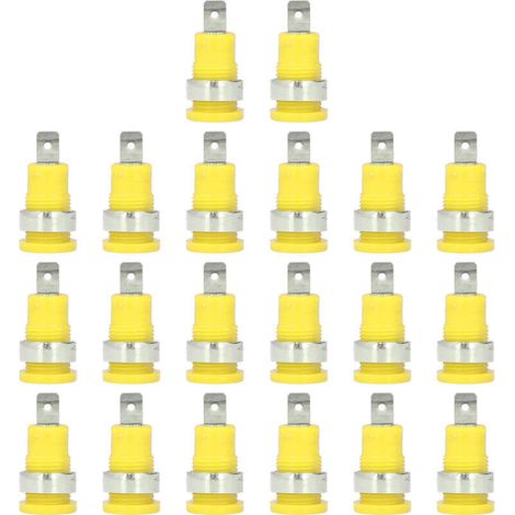 20 Pièces Douilles Banane 4mm Haute Conductivité Résistance à la Corrosion Accessoires de Test Électrique Jaunes (1/5)