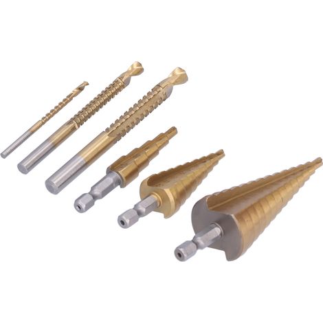 Forets étagés, forets hélicoïdaux dentés, acier rapide, accessoires de rainurage pour le travail du bois (1/5)