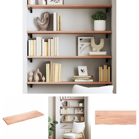 The Living Store Wandregal Hellbraun 80x30x2 cm Massivholz Eiche Behandelt - Wandregale (1/5)