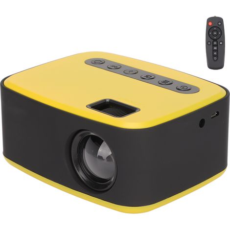Mini projecteur 1920x1080p, interface micro USB, haut-parleur 2 W, noir et jaune, projecteur portable pour smartphone, prise américaine 100-240 V. (1/5)
