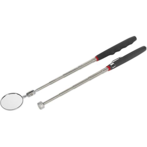 Sealey Siegen Telescopic Magnetic Pick-Up Tool & Inspection Mirror Set 2pc S0940 (1/2)