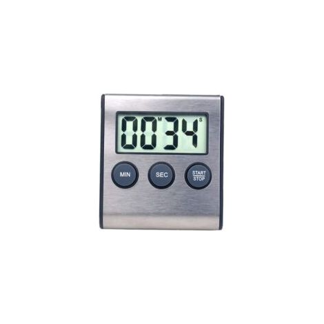Mini temporizador digital, formato de 24 horas, temporizador de cuenta regresiva y cronómetro para cocina, deportes, estudio, conferencias, estacionamiento, medicina, acero inoxidable 304, plateado, 6