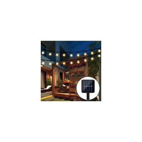 Guirlande solaire 6.5 m 30 boules de cristal étanche – 8 modes d'éclairage extérieur – Résistante à l'eau IP65 – Lumières LED décoratives