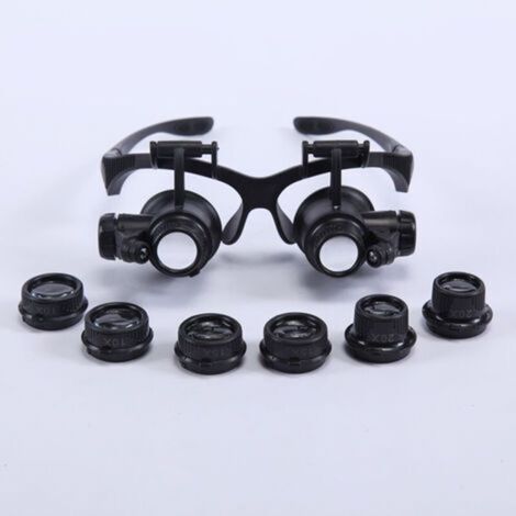 Loupe frontale serre-tête, lunettes grossissantes avec allumage LED, grossissements 10x, 15x, 20x et 30x (1/5)