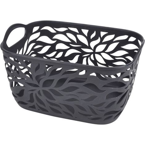 Panière à Linge "Motif Végétal" 14L Anthracite
