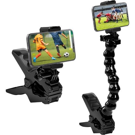 Support Téléphone à Col de Cygne, Porte Téléphone Long Bras Flexible, Fixation Téléphones Réglable avec Clip, Support Smartphone Vélo en Plastique, pour Moto Trottinette Électrique Poussette (1/5)