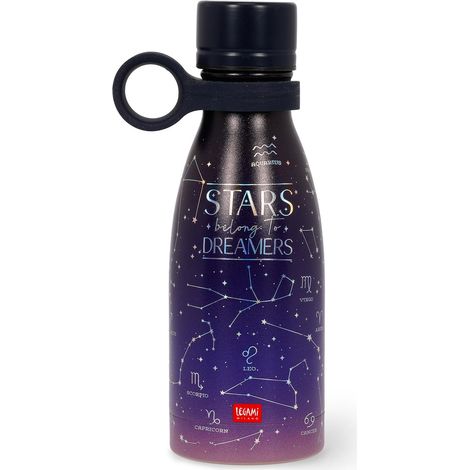 Legami - Vacuum Bottle Hot & Cold Mini, Borraccia Termica leggera e resistente, Chiusura Ermetica, Manico in Silicone removibile, in Accaio Inox, Capacità 300 ml, Tema Stars (1/4)
