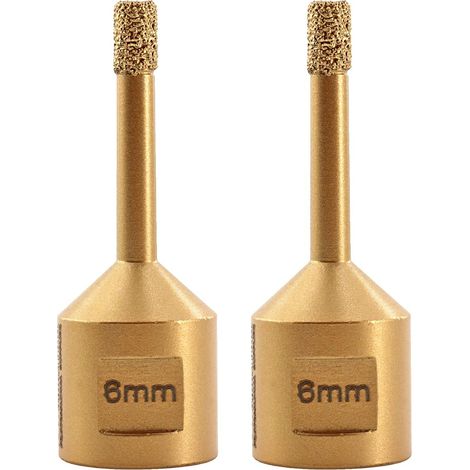 Foret à noyau diamanté, diamètre de scie cloche 6 mm M14 Filetage brasé sous vide pour céramique porcelaine carrelage granit marbre maonnerie brique,2 pièces (1/4)