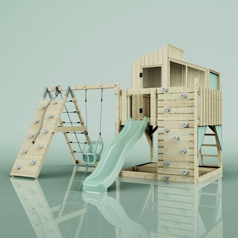 Aire de jeux PolarPlay Julie Vert 414 x 399 cm Balançoire bébé