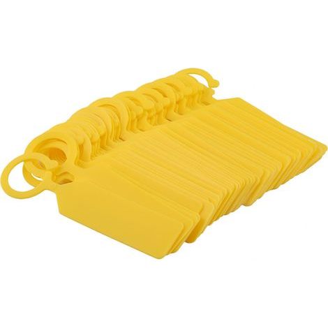Pack of 100 plastic hanging plant labels for plants, trees, nurseries, and garden decorations, yellow (1/5)