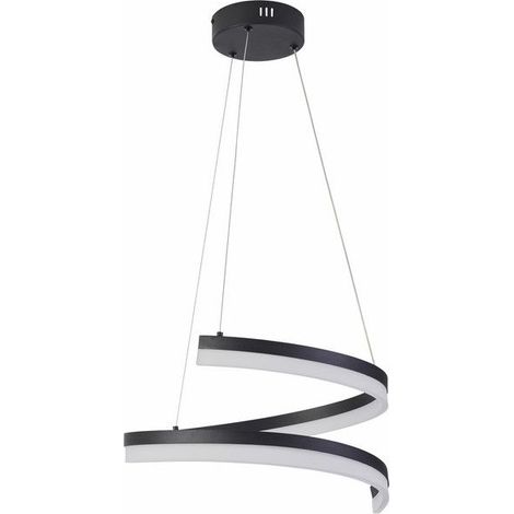 Suspension LED spiralée noire Monacor Reality 28W Ø40cm (1/3)
