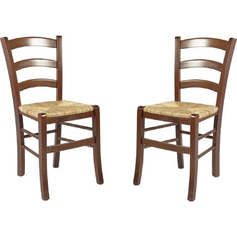 Sedie in legno faggio Noce seduta paglia - VENEZIA SET DA 2 (1/3)