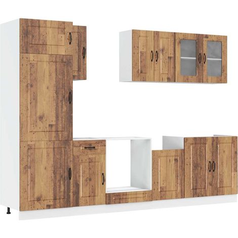 Maison Exclusive - Mueble cocina Kalmar madera vieja 8 pzas mader