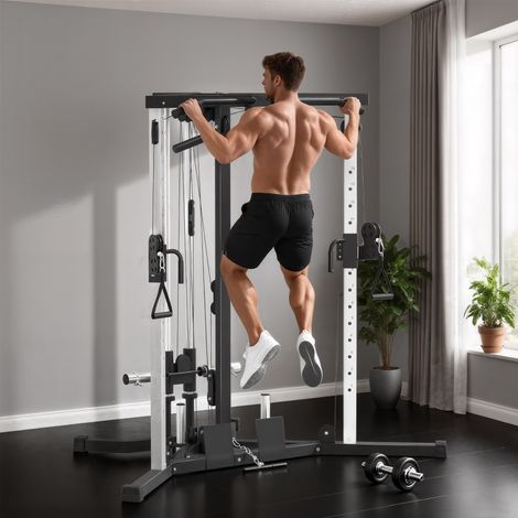 Station de musculation multifonction avec barre de traction. station d'entraînement réglable à 15 positions. noir