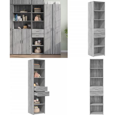 Buffet haut sonoma gris 45x42,5x185 cm bois d'ingénierie - Buffet Design Intemporel - Meuble Rangement Cuisine - Commode Gris - Meubles Salon - Buffet Haut - Home & Living (1/5)