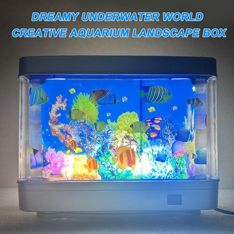 Aquarium Lumineux Artificiel Veilleuse Poissons en Mouvement Lampe Décorative Effet Océan Animé pour Maison Chambre Bureau (1/5)