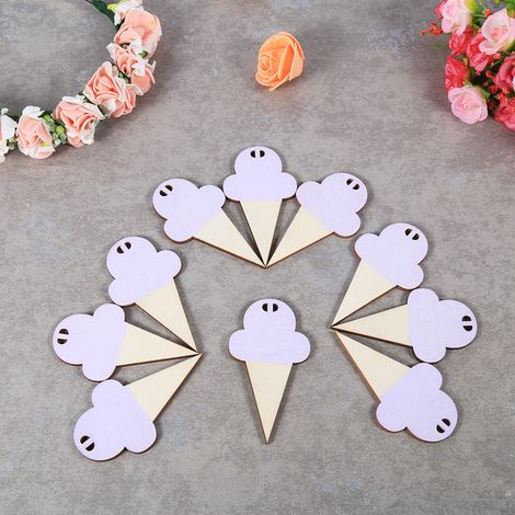 Guirlande Murale en Bois Forme Crème Glacée Déco Chambre Baby Nursery Garland 10 Pièces Modèle Purple avec Cordon 150cm 30g (1/2)