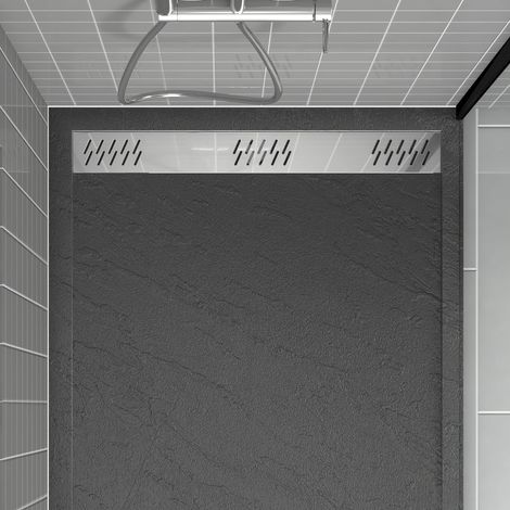 Rejilla lineal de aluminio acabado cromo para platos de ducha - 79,5x11x0,2cm - GRID LINE CHROME