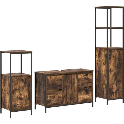 Maison Exclusive - Juego de muebles de baño con cajón 3 pcs Roble