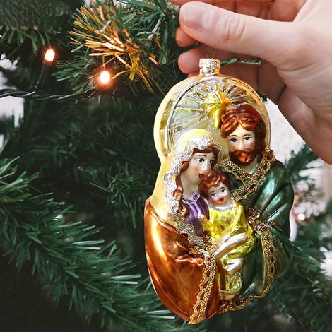 Pendentif de la Nativité de Noël, ornement décoratif de Noël en verre européen fait main, cadeaux religieux pour une nuit sainte (1/3)