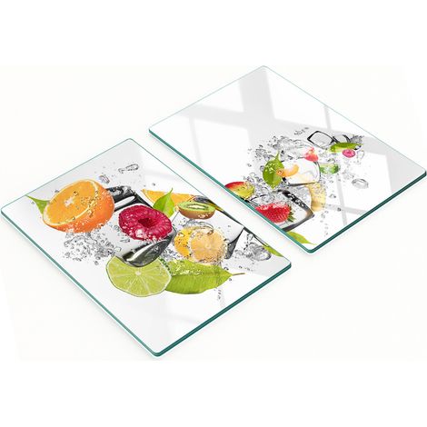 Küchenschneidebretter aus Glas mit Frucht- und Eismotiven, 2 x 40 x 52 cm (1/5)